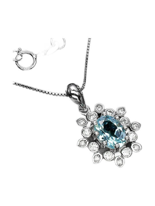 925 Silver Necklace Natural Topaz Sky Zirconia