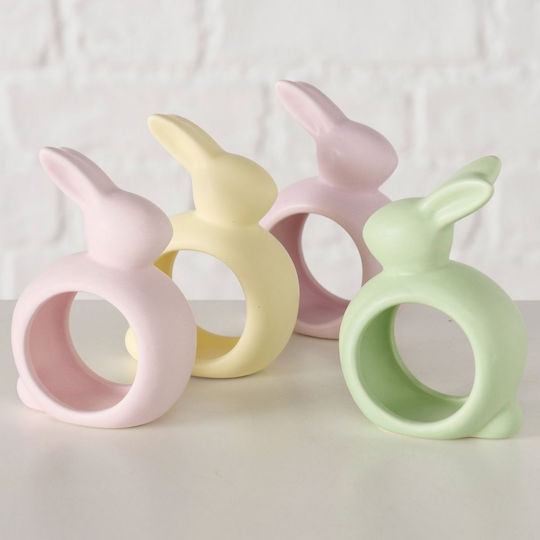 Rabbit Towel Ring Mercy 3x6x9cm Pink Yellow Green Ceramic