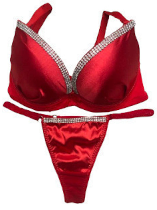 Fontana di Vita Set Lenjerie Intimă Sutien Cu Șir Roșu