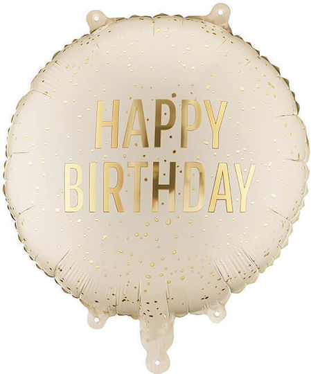 Round Birthday Foil Beige Balloon Happy Birthday