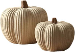 Decorative Pumpkins Set 2 Pieces 727frn1101 12x12x11/9x9x8cm Cream Plastic