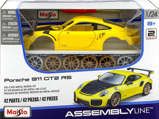 1/24 Porsche 911 Gt2 Rs 2018 Yellow W Carbon Hood Easy Build Metal Kit