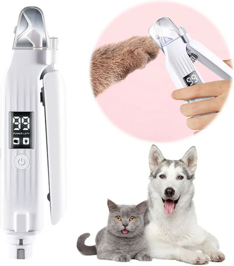 Cutter Electric și Pilă de Unghii pentru Animale de Companie 2 în 1 cu Lumină Led Ecran Usb