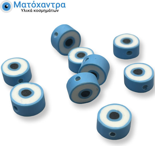 Ματάκι Φίμο Πλακέ Γαλάζιο 10mm 40 Τμχ