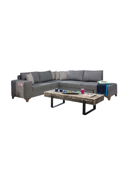 Loft Ъглов Диван Спалня Сив 230x285x80см