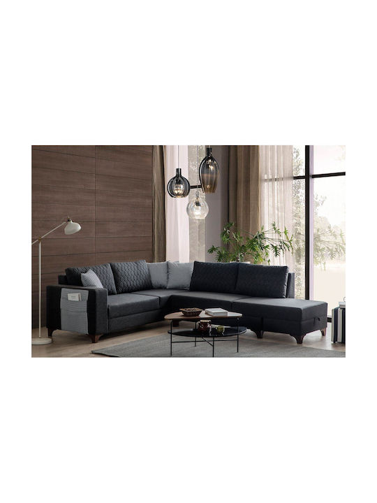 Loft Ъглов Диван Спалня Антрацит 230x285x80см