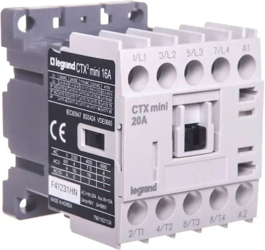 Power Contactor 16a 4p 230v Ac 0z 0r Ctx3 Mini 417146