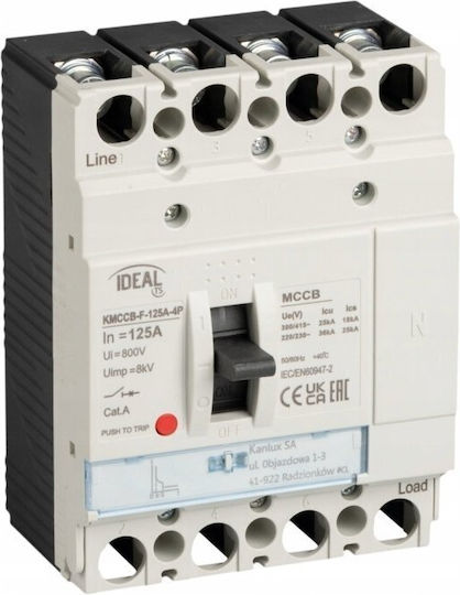 Komplettschalter Mccb Kmccb-f-125a-4p 4 Pole 25ka 380/415v Ac 36ka 220/230v Ac Ip20 37280