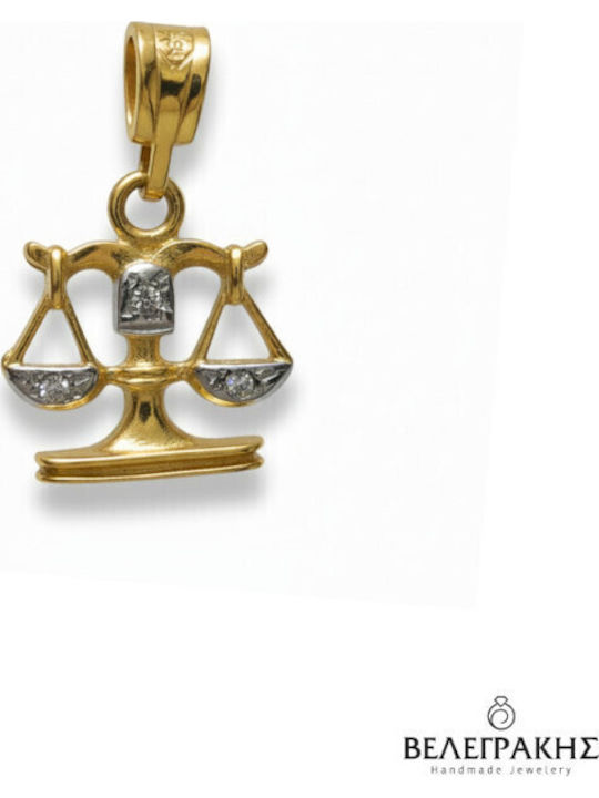 Velegrakis Zodiac Charm Waage aus Weißgold 14K mit Zirkon