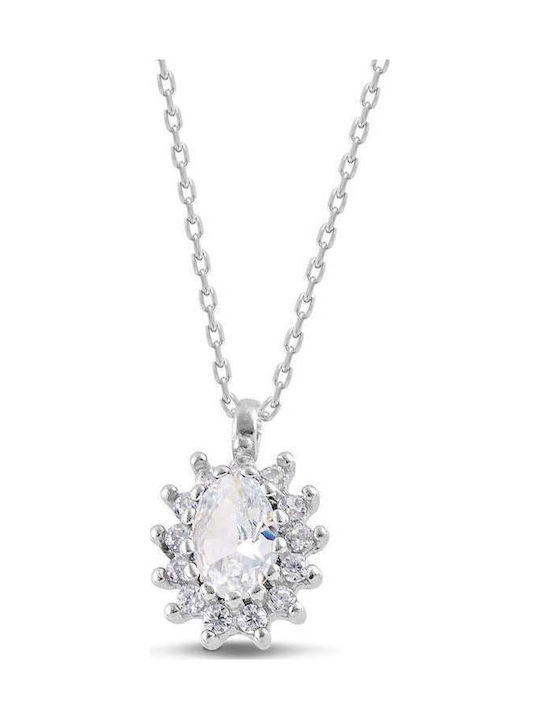 Themelidis Jewels Halskette Rosette aus Silber mit Zirkon