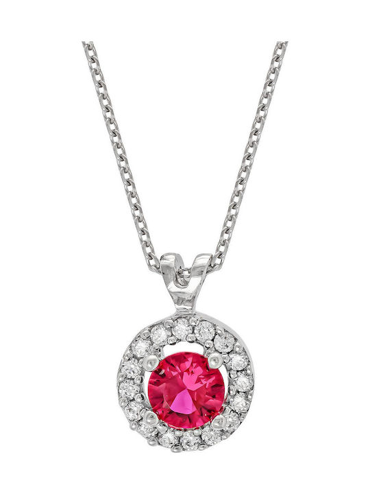 Kiriakos Gofas Necklace Solitaire In 9 K White Gold Red