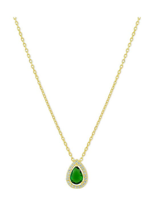 Bijou Box Necklace From Gold Plated Silver With Green Zircon