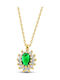 Themelidis Jewels Rosette Necklace Made of Gold Plated Silver with Green Zircon
