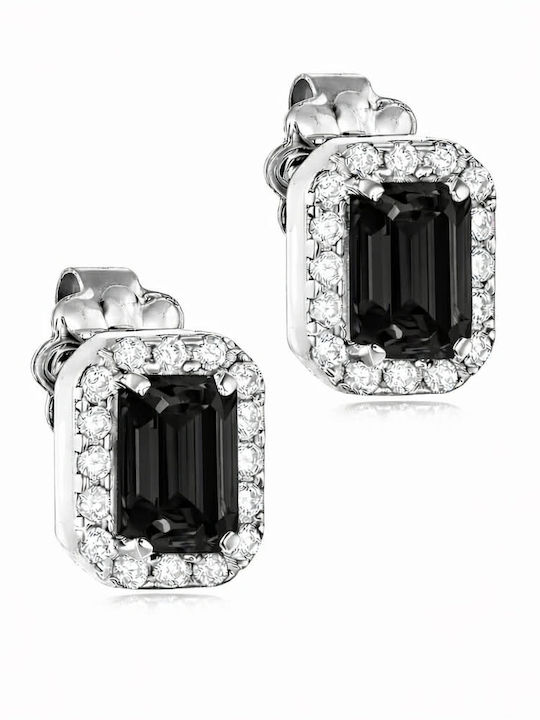 Ioannis Kosmima White Gold 14K Stud Earrings with Black Stones