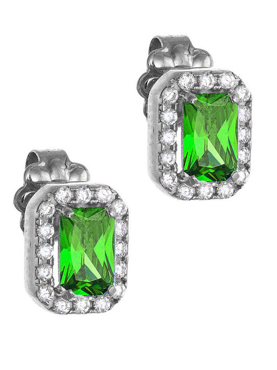 Ioannis Kosmima Stud Earrings from 14K White Gold with Green Stones