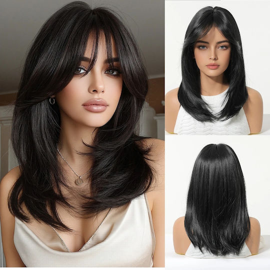 Animis Beauty Perucă cu Păr Sintetic în Nuanță Neagră 40cm