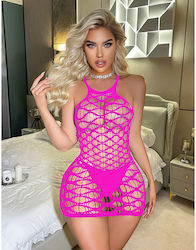 Aph Baby Doll Pink Δικτυωτό Δαντέλα Ροζ K382-3