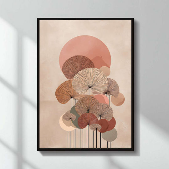 Megapap Pink Leaves Πίνακας Ξύλινος 50x70cm