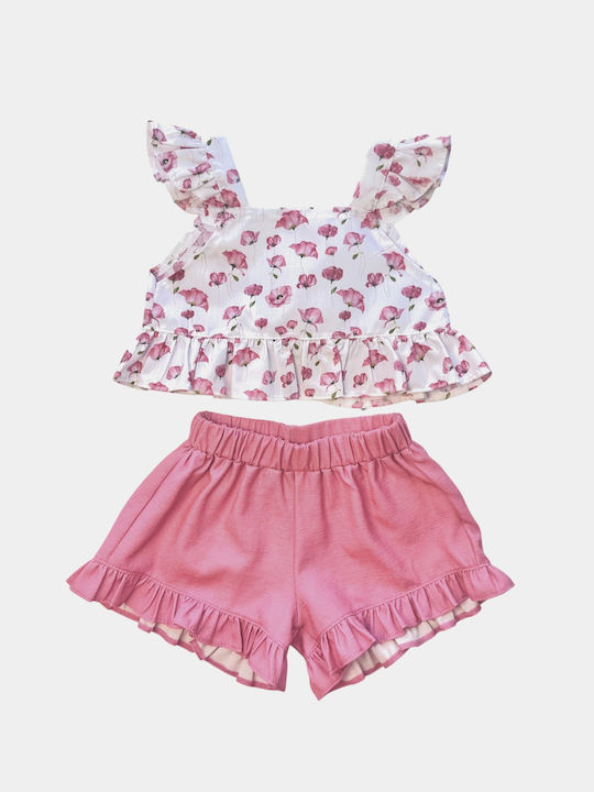 Kids Set with Shorts Summer 2 Pieces Pink G127-1