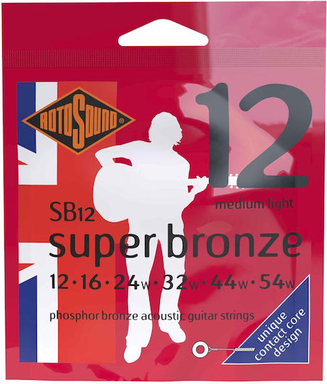 Rotosound Șiruri De Caractere Pentru Chitară Acustică Super Bronz Sb12 12-54