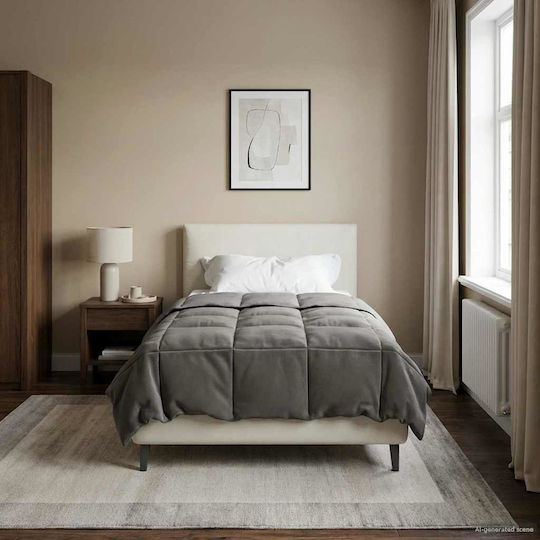 vidaXL Set Duvet Cover 155x220cm Single with Pillowcase Light Grey