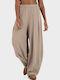 Women's Fabric Trousers in Loose Fit Beige