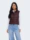 Women's Sleeveless Puffer Jacket for Winter Burgundy