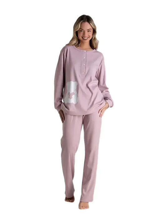 Rachel Winter Damen Schlafanzug Set Dusty Pink