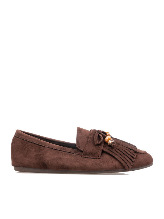 Fshoes Γυναικεία Μοκασίνια σε Καφέ Χρώμα
