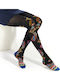 Women's Black Pantyhose with Print
