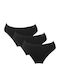 Damen-Slips Baumwolle String 3er Pack Schwarz