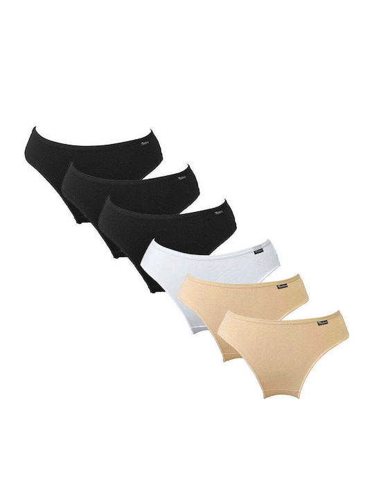 Damen-Slips Mehrfarbig Baumwolle MultiPack Schwarz/Beige/Weiß