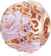 Silber Charm 925 Rosa Gold Lila Blume