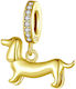 Silver Charm 925 Golden Dachshund