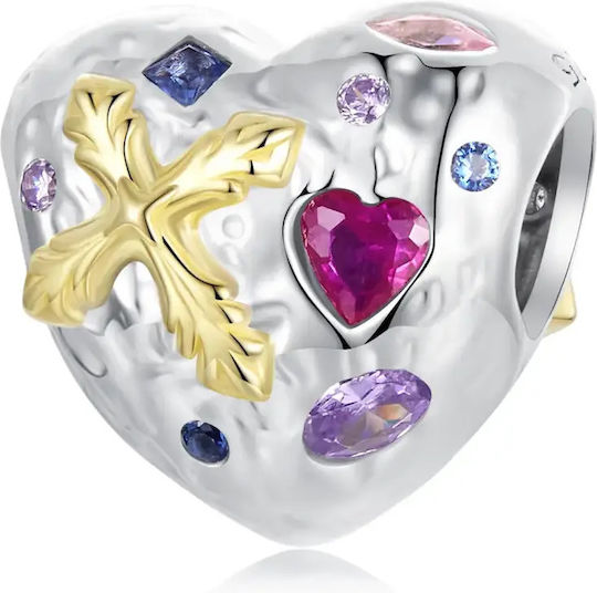 Silver Charm 925 Heart Colorful Stones