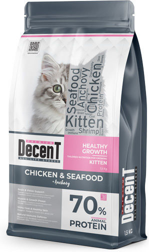 Decent Dry Food for Kittens with Chicken / Shrimps / Rice / Liver 1.5kg