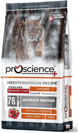 Proscience Hrană Uscată pentru Pisici Sterilizate cu Sistem Urinar Sensibil cu Pui / Rodie 15kg
