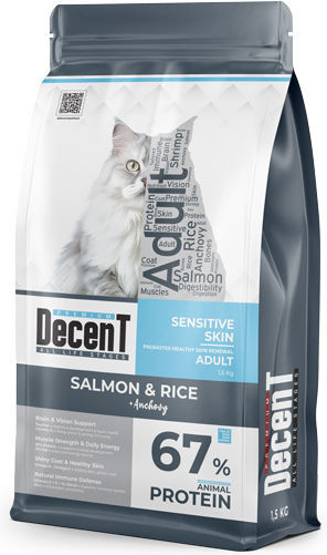 Decent Trockenfutter Für Erwachsene Katzen Mit Lachs Und Reis 1.5kg