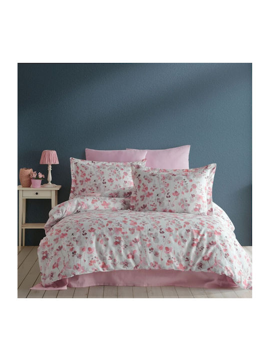 Class Home Collection Set Huse Pentru Pilote Duble Cu 4 Fețe De Pernă Și 1 Cearceaf 200x220cm Roz