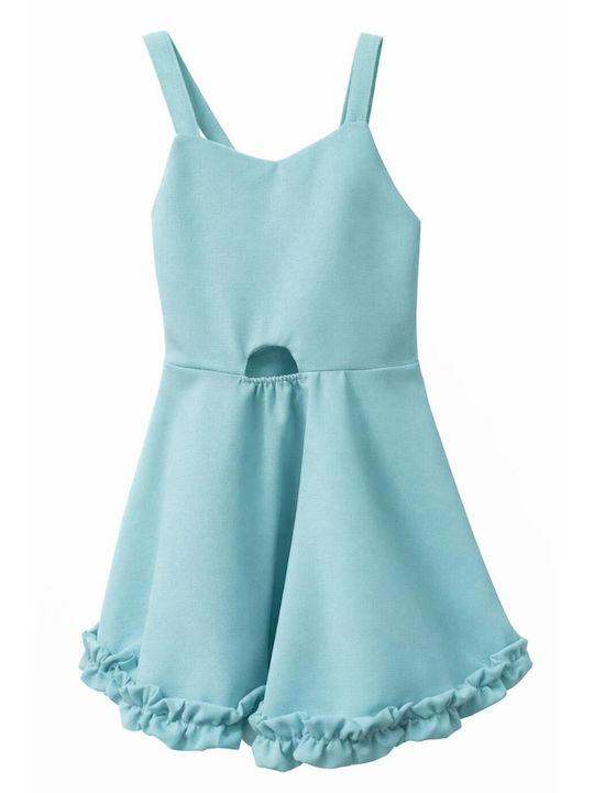 Rochie Fete Fără Mâneci Denim Set Cu Haină Mentă