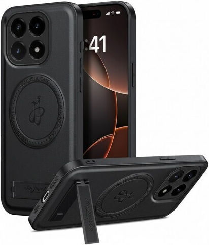Luxus Hybrid Umschlag Rückseite Leder Schwarz (Realme 16 Pro+ Plus 5G)