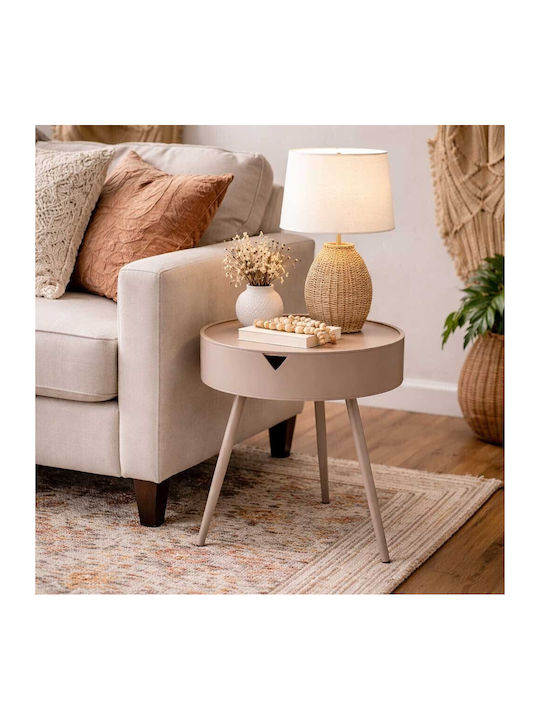Round Side Metal Coffee Table Brown W40.5xL40.5...