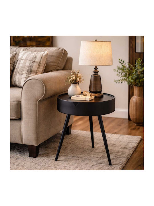 Round Metal Side Table Black L40.5xW40.5xH54cm