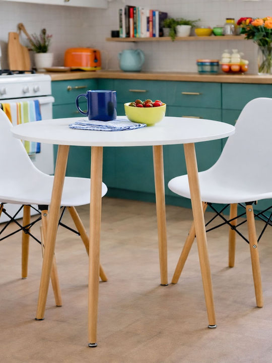 Essential Round Metal Kitchen Table White 80x80x75cm