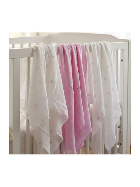 Gamberritos Kids Circles Baby Swaddle Blanket Made of Muslin Pink 80x80cm 3 Pieces