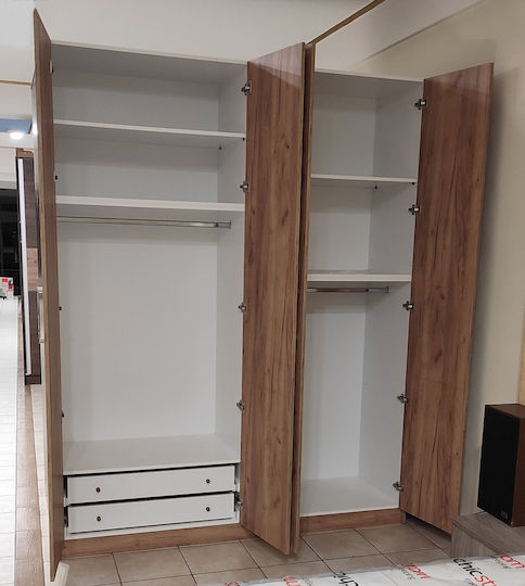 Четирикрилен Гардероб Орех 200x60x250cm