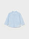 Kids One Color Short-Sleeved Linen Shirt Light Blue