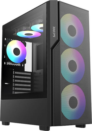 1stCOOL GAMER 5 Gaming Midi-Turm Computergehäuse mit ARGB-Beleuchtung Schwarzes