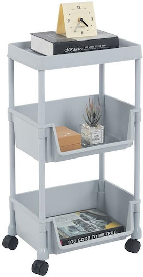 Next Τρόλεϊ Κουζίνας Πλαστικό 3 Θέσεων Γκρι 34x25x63cm