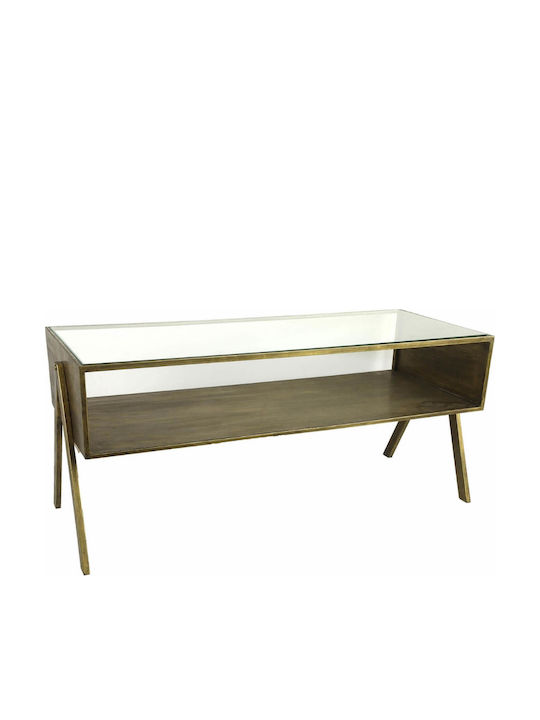 TV Stand Made of Metal and Glass Brown M104xW40xH45cm